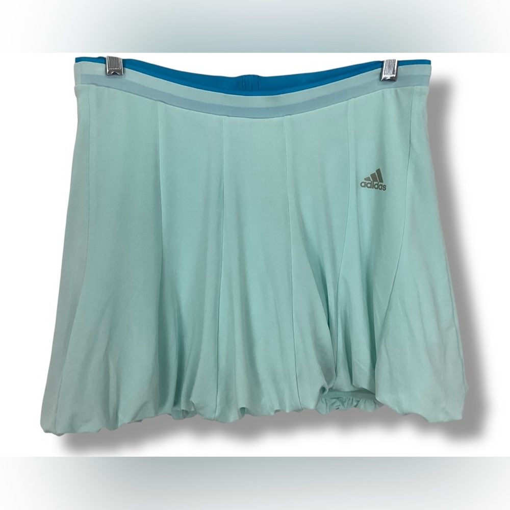 Adidas Climalite Blue Aqua skirt Skort bubble hem pleated tennis prep active